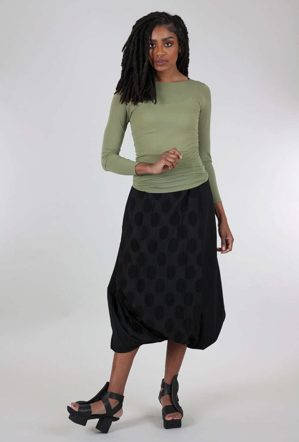 AMB Designs Solid Raw Edge Second Skin Top, Moss