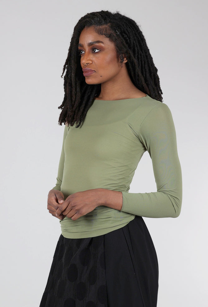 AMB Designs Solid Raw Edge Second Skin Top, Moss