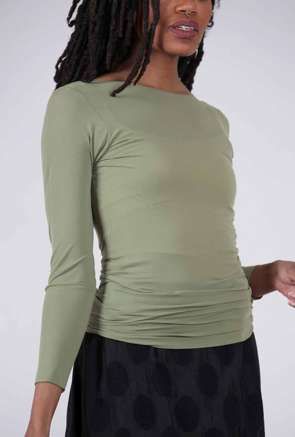 AMB Designs Solid Raw Edge Second Skin Top, Moss