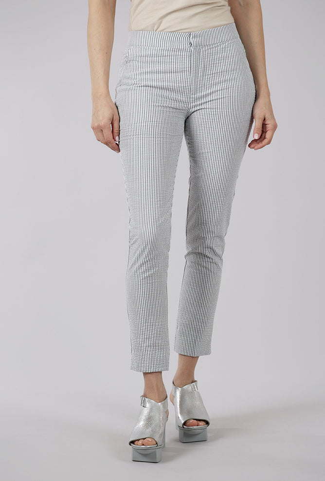 Peace of Cloth Seersucker Gem Fly Front Pant, Washed Black