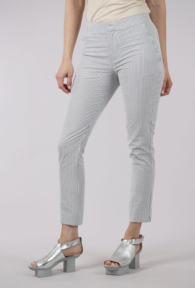 Peace of Cloth Seersucker Gem Fly Front Pant, Washed Black