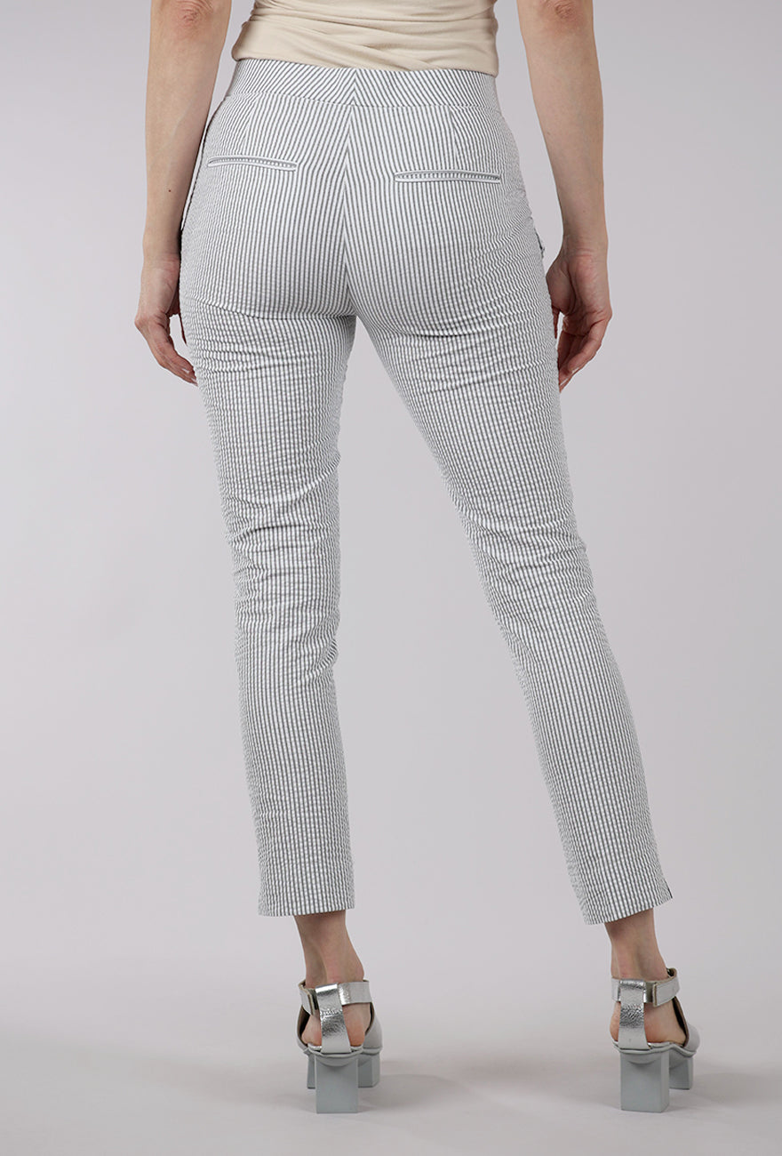 Peace of Cloth Seersucker Gem Fly Front Pant, Washed Black