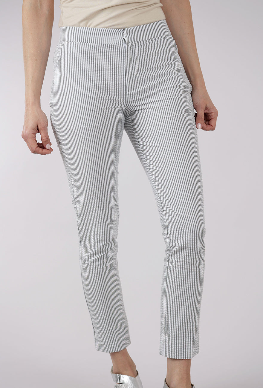 Peace of Cloth Seersucker Gem Fly Front Pant, Washed Black