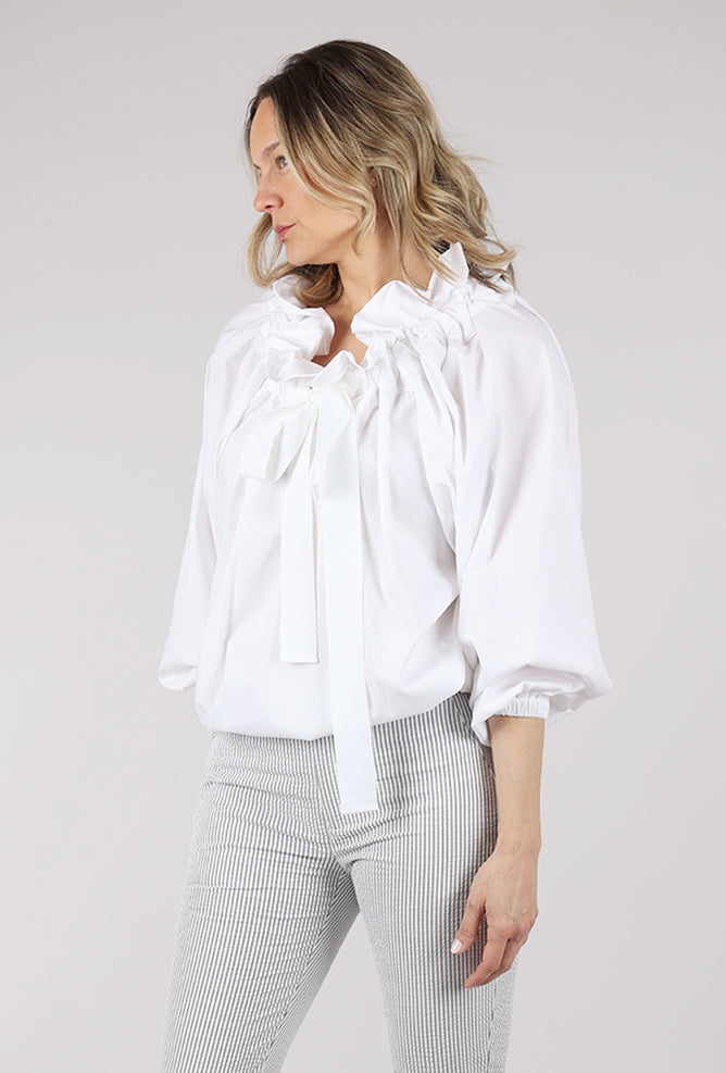 Estelle & Finn Grosgrain Ribbon Blouse, White