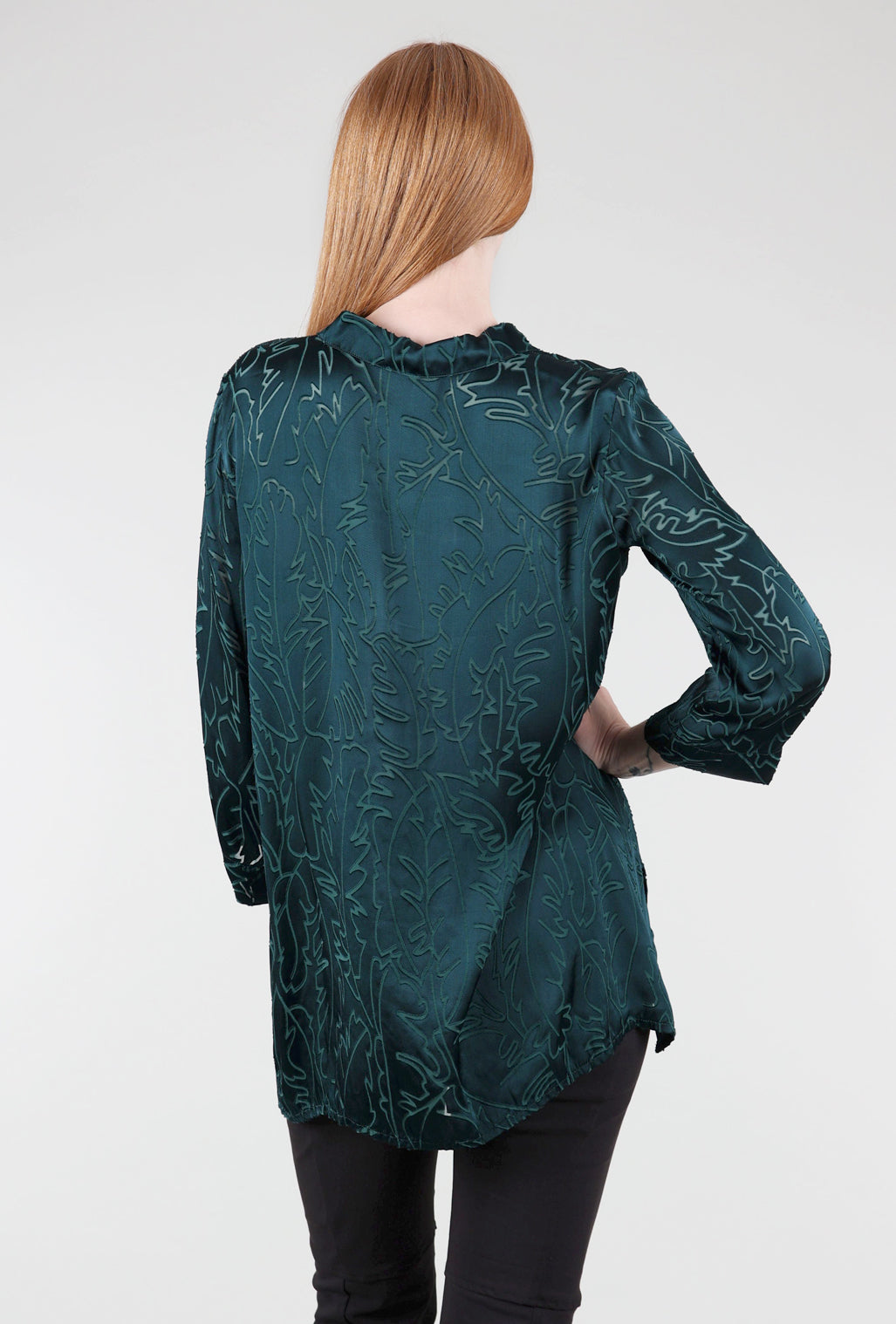 Grizas Burnout Silk Blend Blouse, Emerald