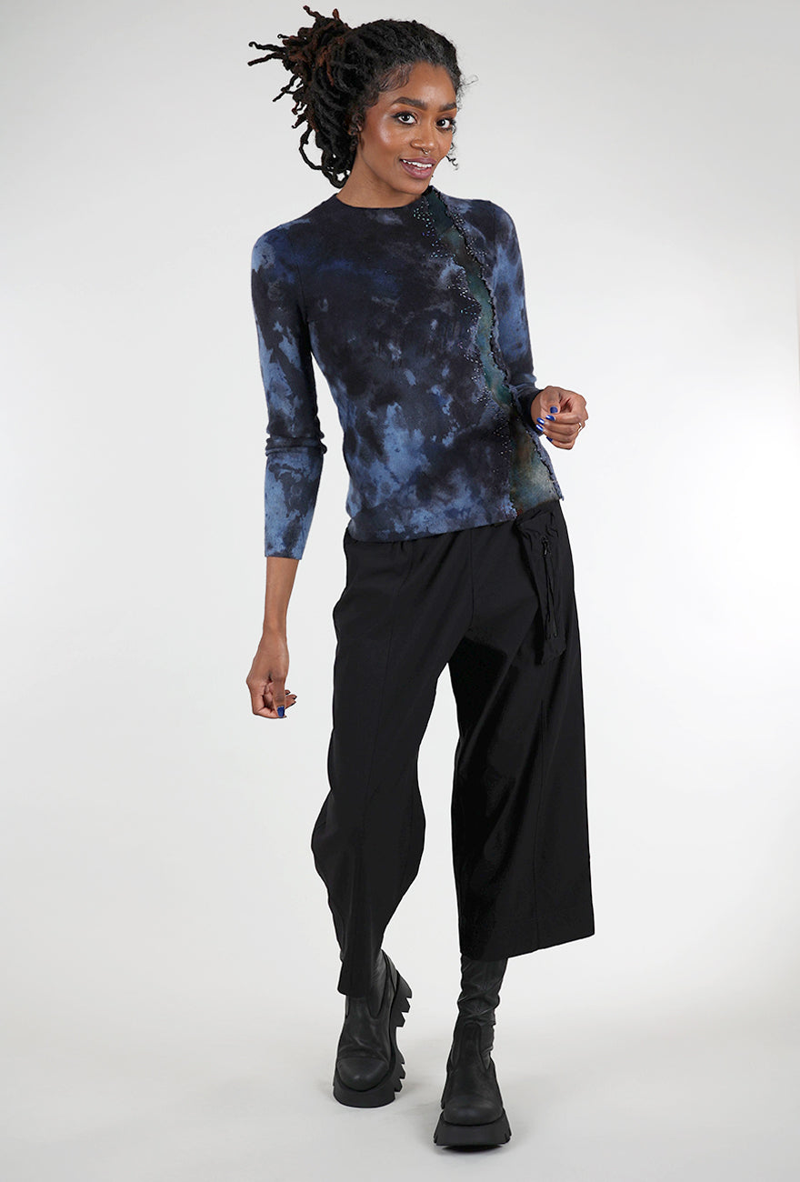 Galadriel Mattei Serpentine Fitted Cashmere Crew, Steel