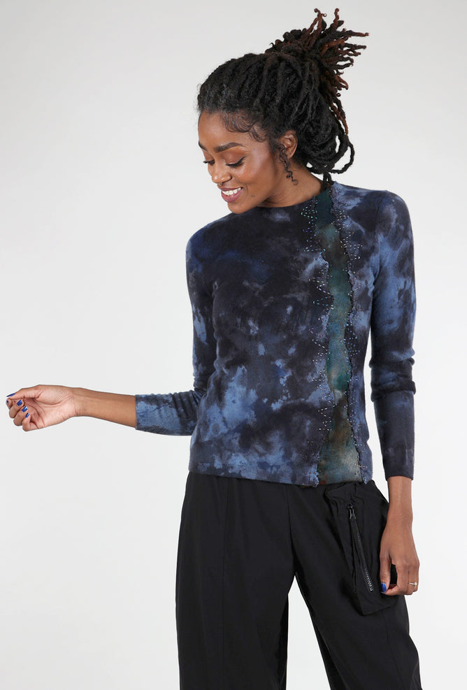 Galadriel Mattei Serpentine Fitted Cashmere Crew, Steel