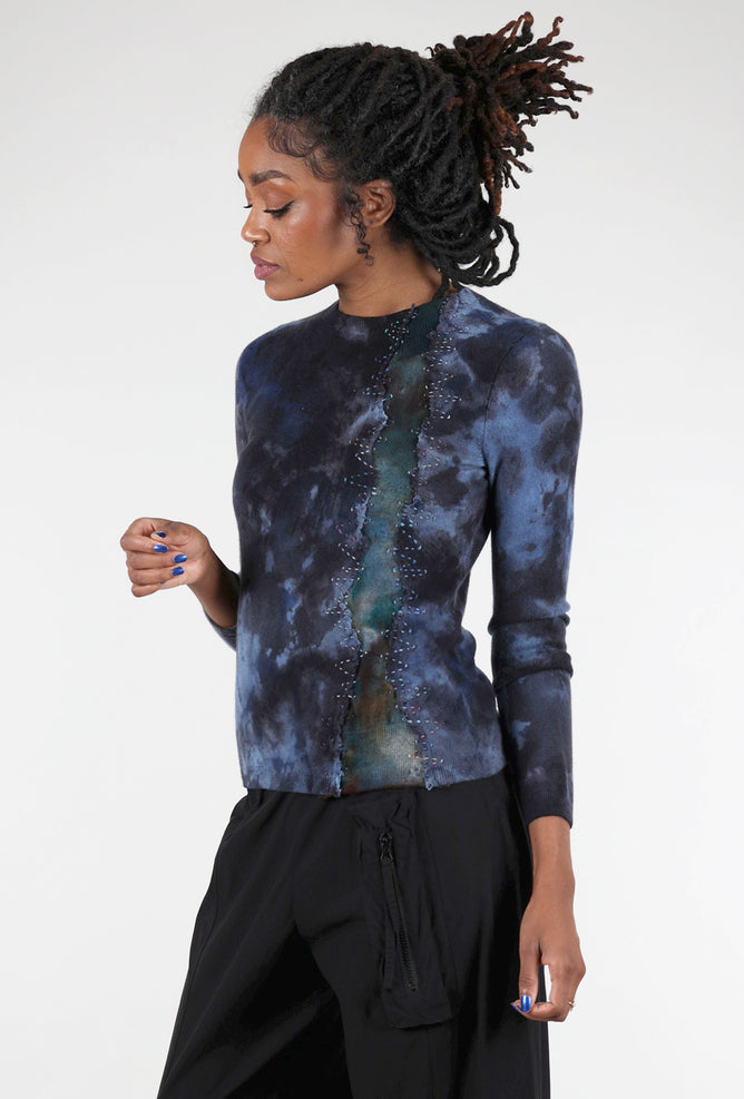 Galadriel Mattei Serpentine Fitted Cashmere Crew, Steel