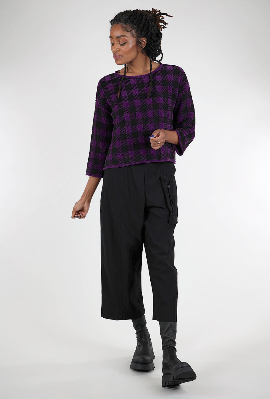 Liv Chenille Check Sweater, Amethyst