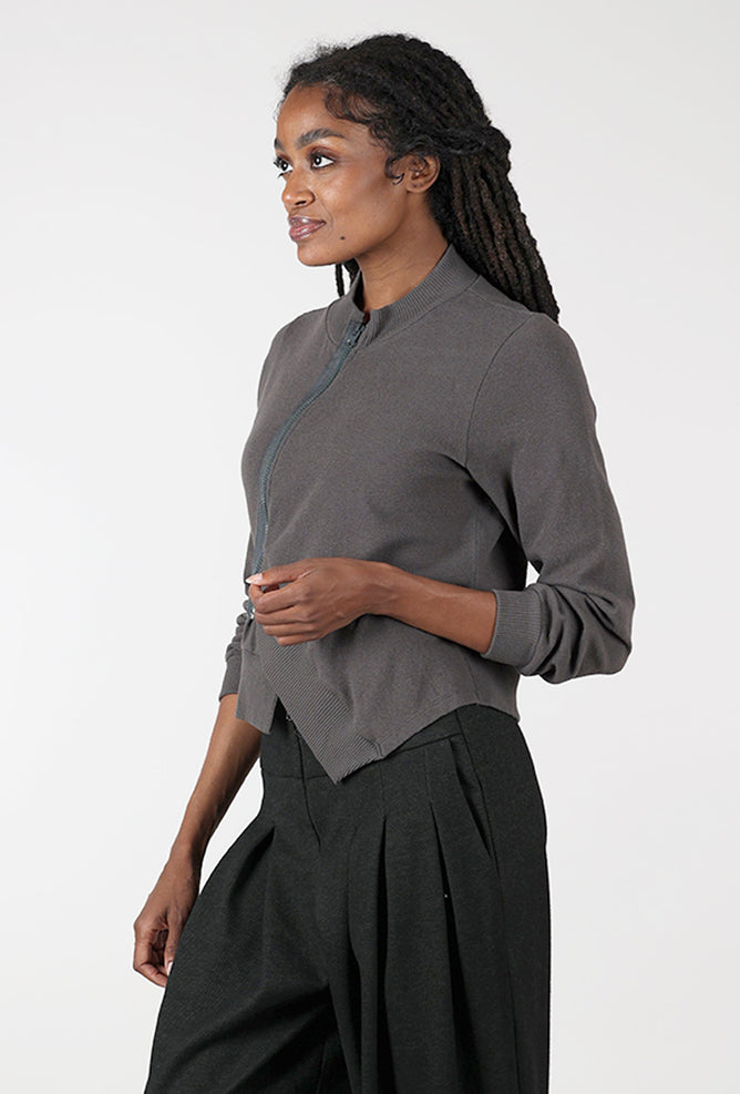 Lurdes Bergada Deep Rib Zip Top, Iron