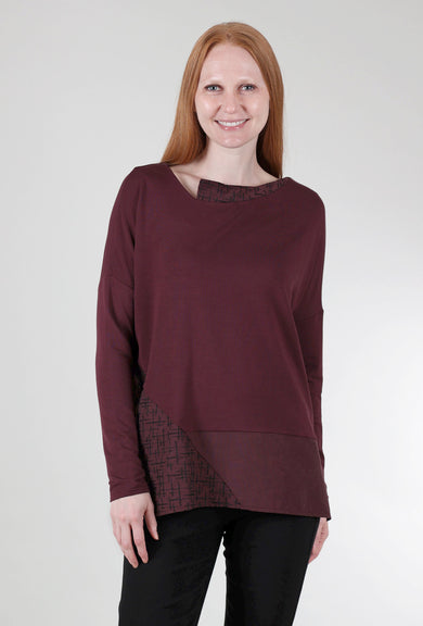 Luukaa Stitch Tech Trim Top, Burgundy/Black