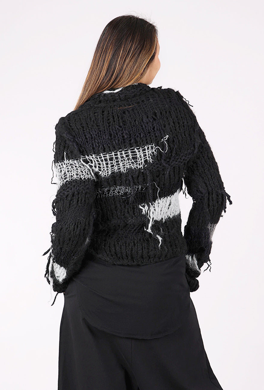 Studio B3 Kitto Hand-Knit Sweater, Black/Gray