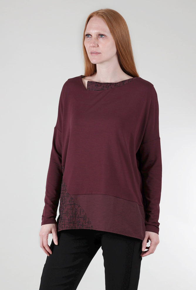 Luukaa Stitch Tech Trim Top, Burgundy/Black