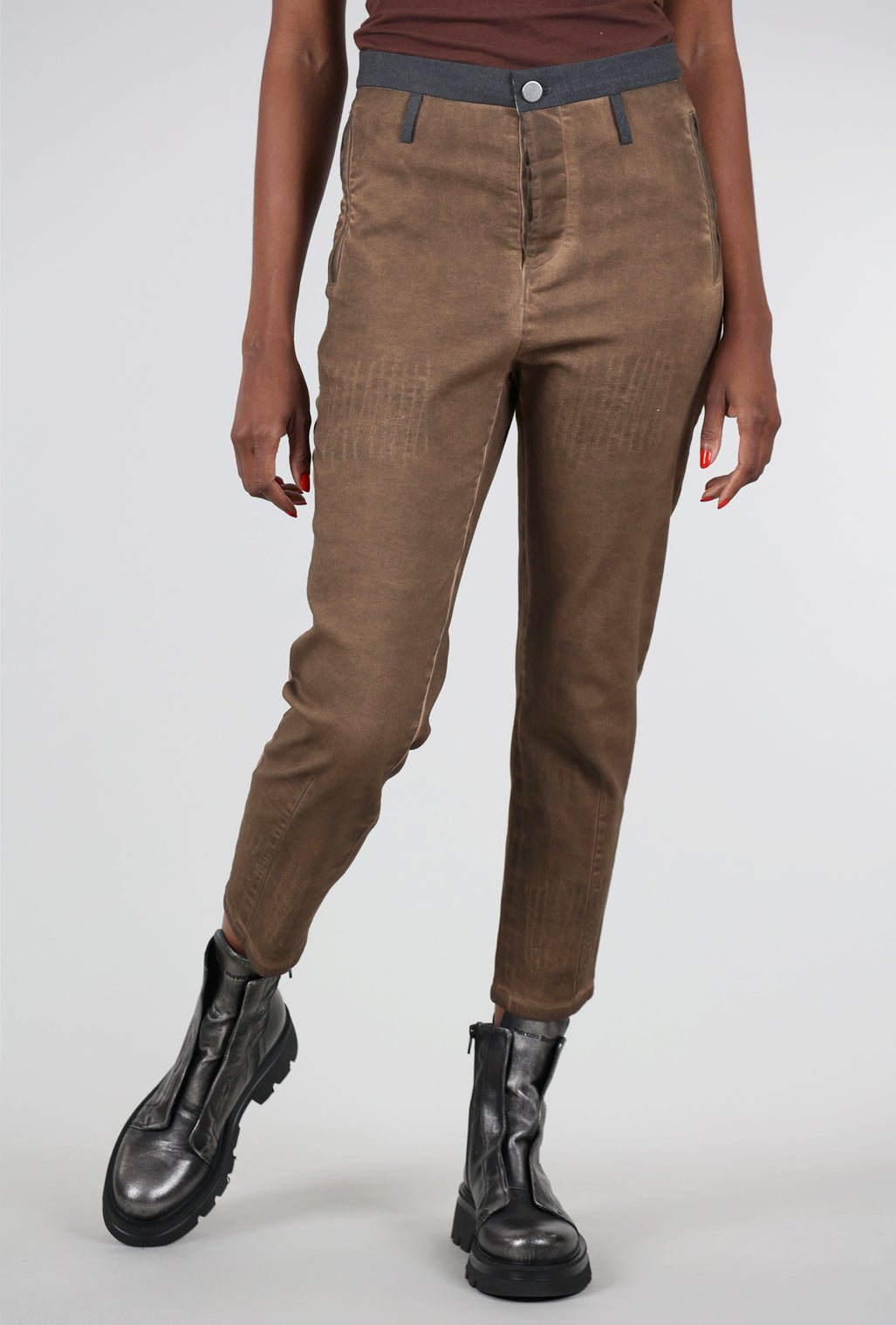 Umit Unal Stitch Detail Denim Trouser, Rust