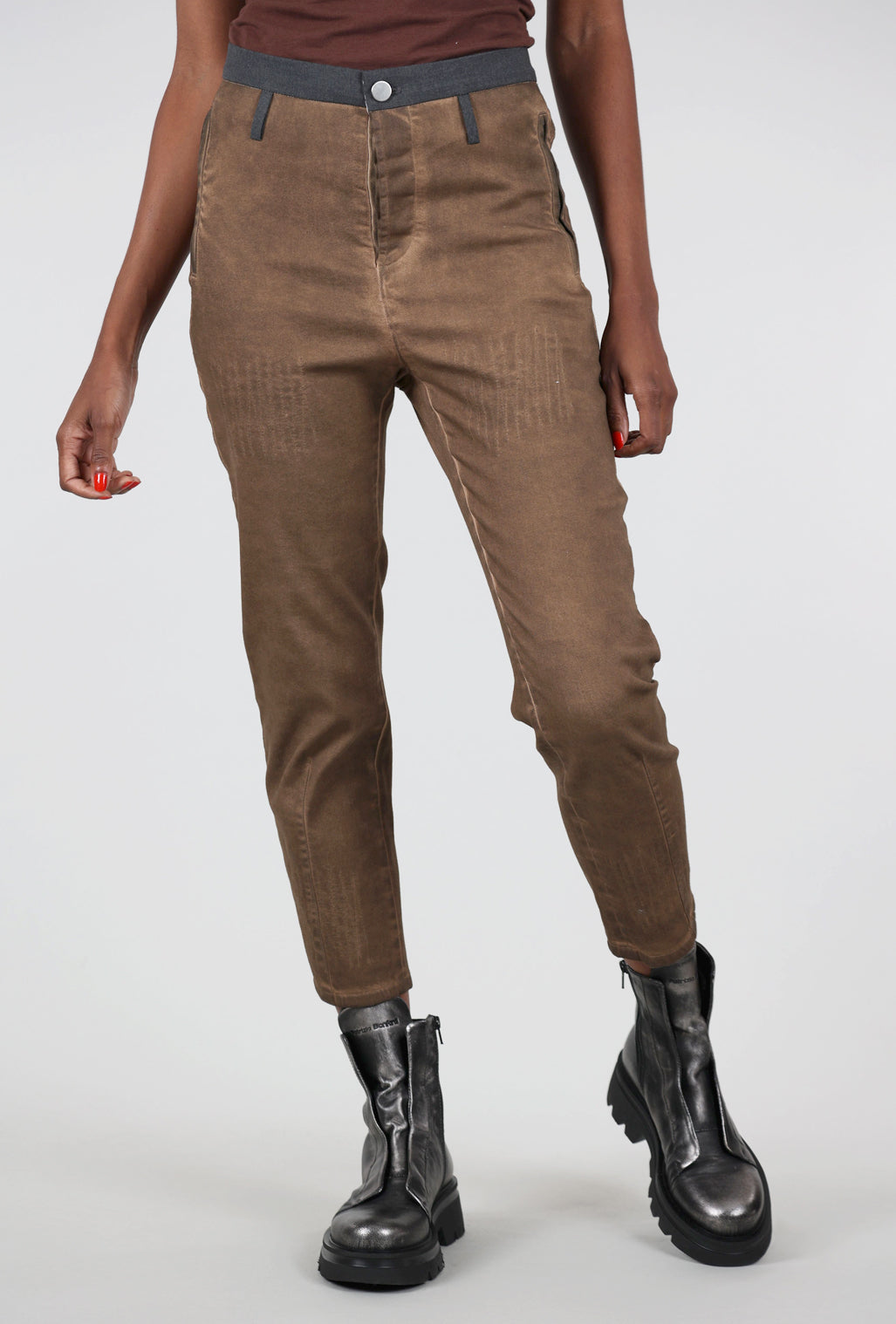 Umit Unal Stitch Detail Denim Trouser, Rust