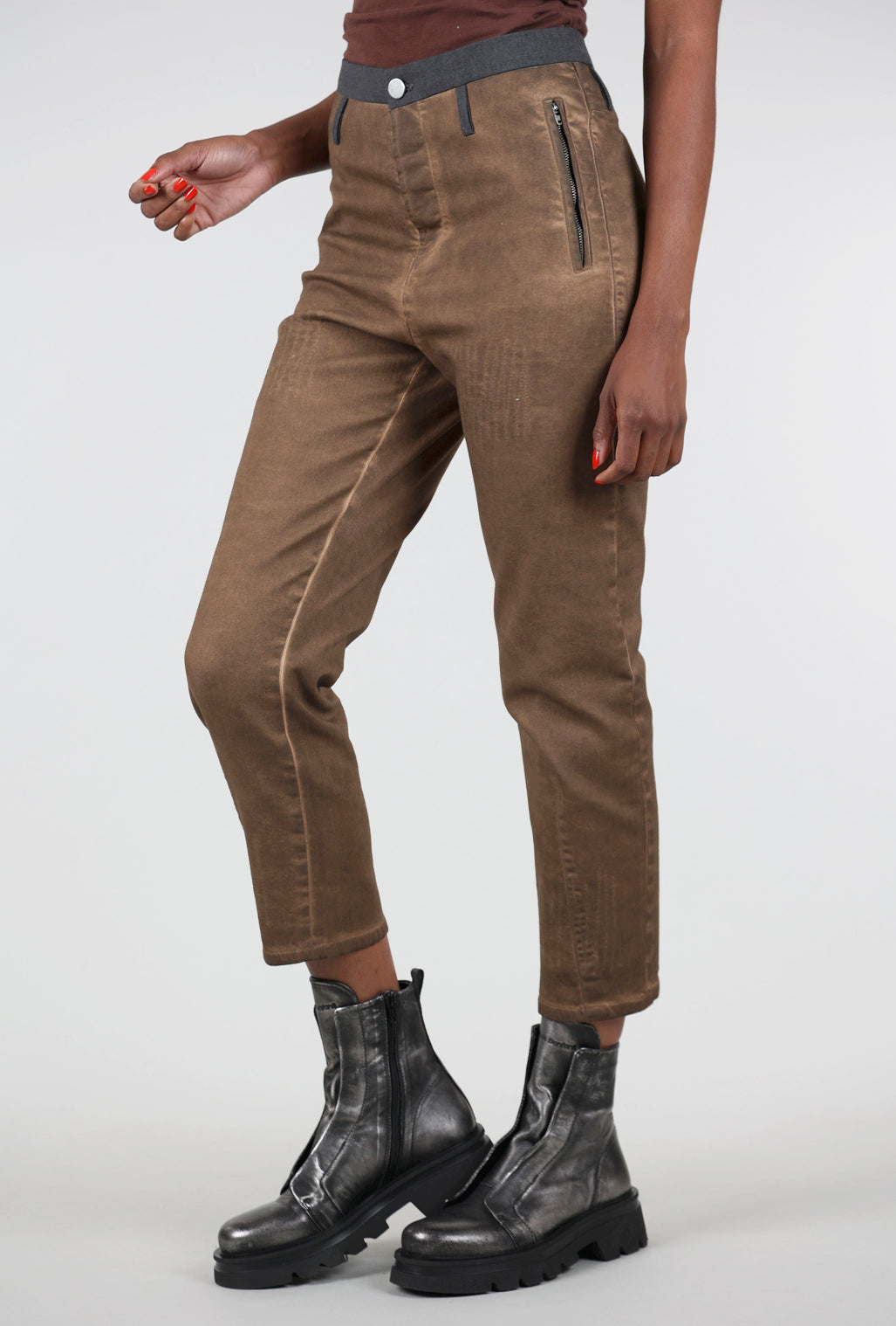 Umit Unal Stitch Detail Denim Trouser, Rust