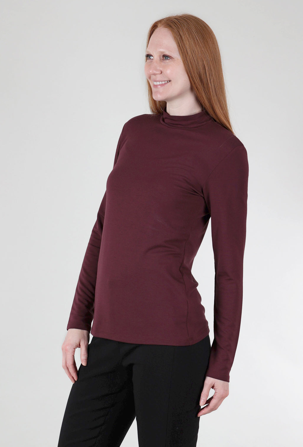 Luukaa Essential Jersey Mock Neck, Burgundy