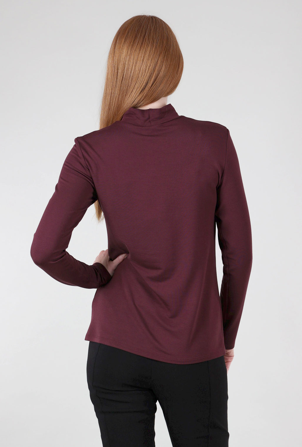 Luukaa Essential Jersey Mock Neck, Burgundy