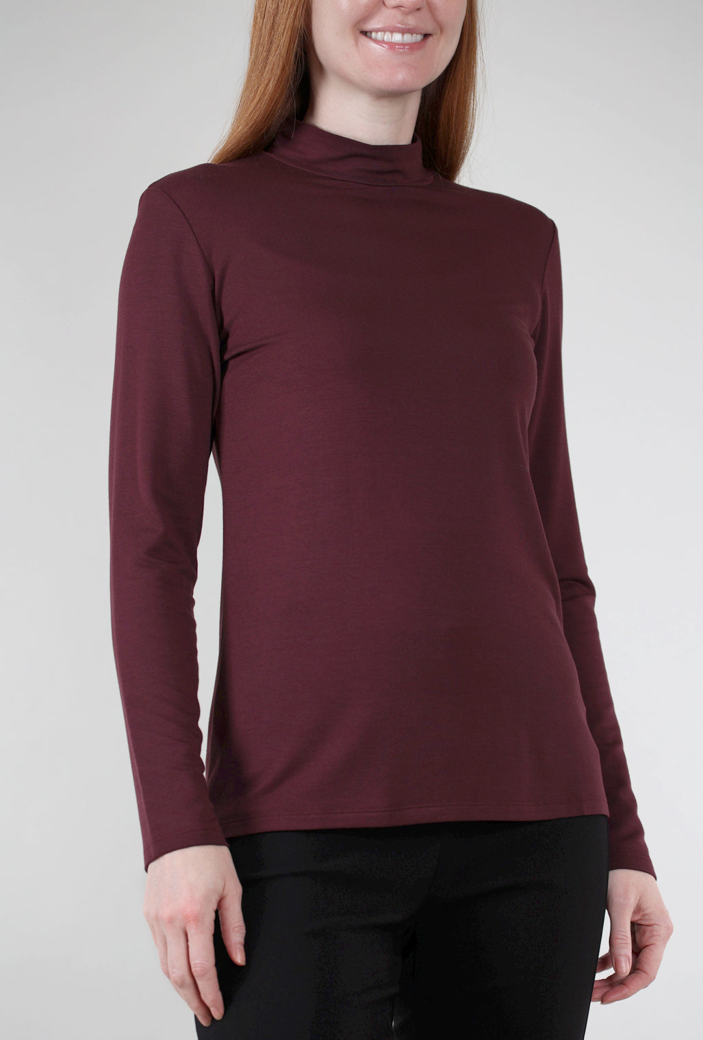 Luukaa Essential Jersey Mock Neck, Burgundy