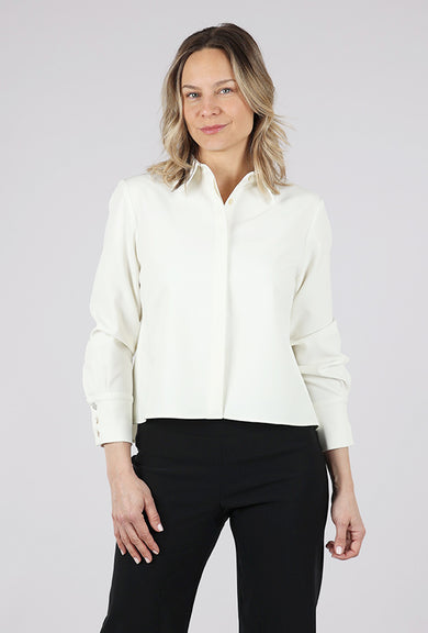 Estelle & Finn Shorter Pleat-Back Blouse, Ivory