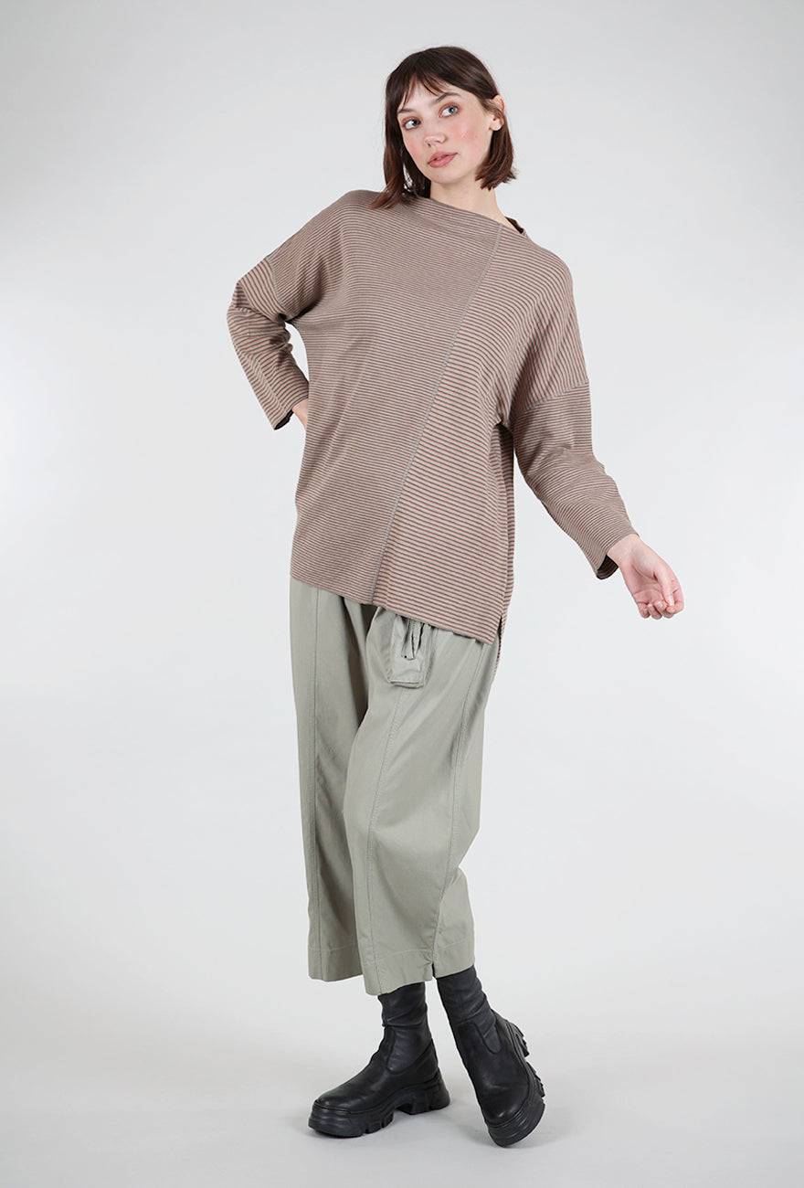 Iridium Striped Ash Top, Rose/Chocolate