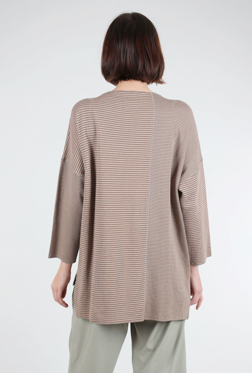 Iridium Striped Ash Top, Rose/Chocolate