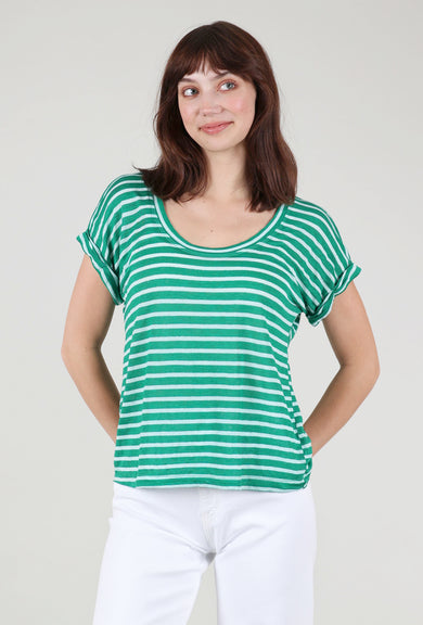 Wilt Open-Neck Baby Dolman Roll Cuff, Kelly Green/White