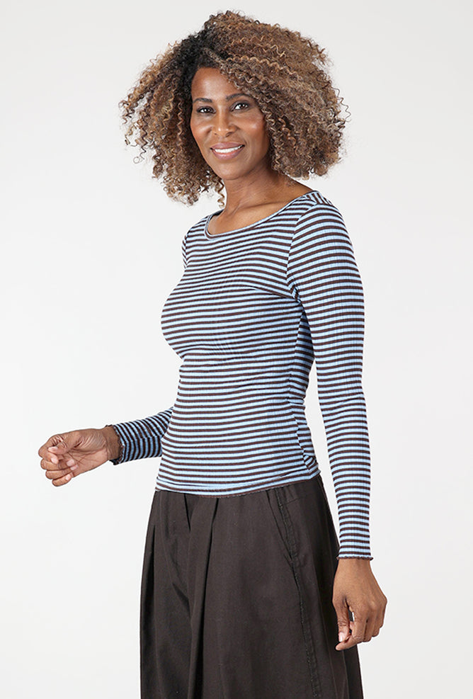 Ichi Cella Stripe Tee, Allure/Chocolate