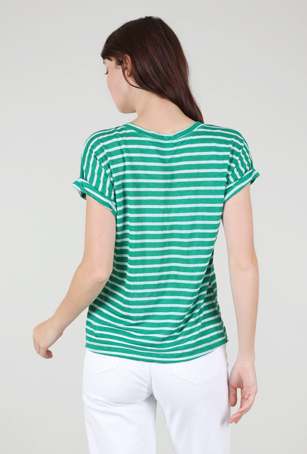 Wilt Open-Neck Baby Dolman Roll Cuff, Kelly Green/White