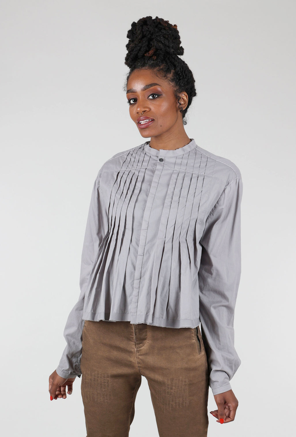 Umit Unal Flora Tuck Blouse, Cement