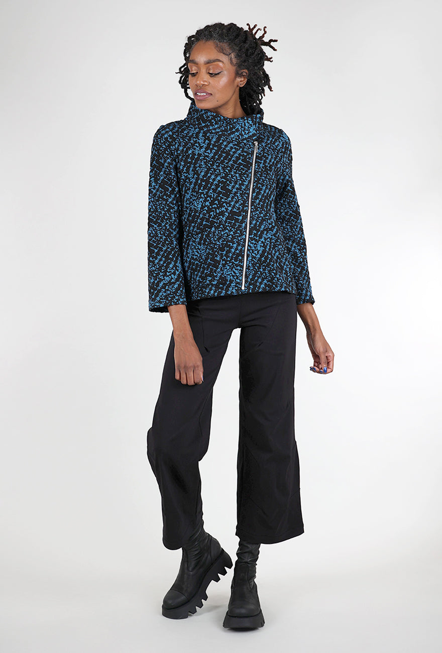 Liv Nouveau Knit Asym Zip Jacket, Ocean