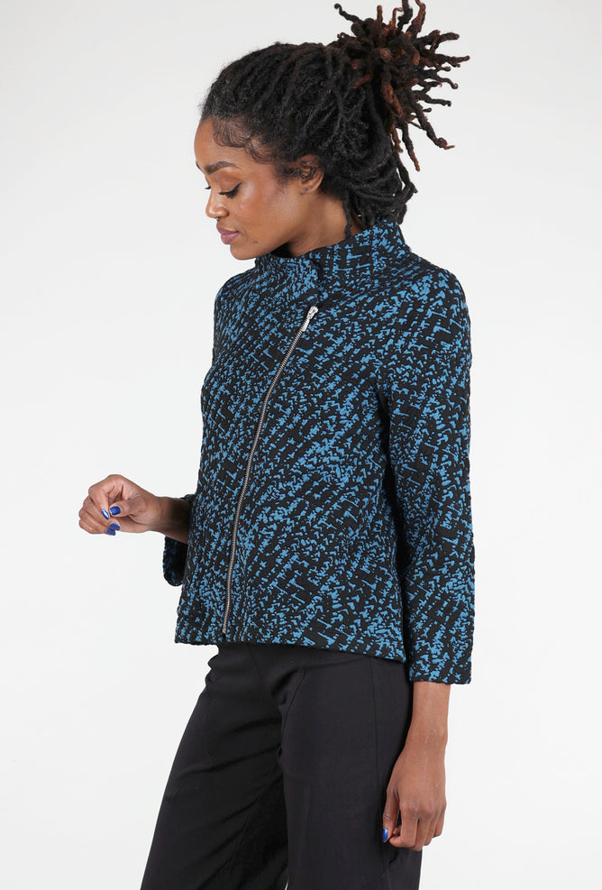 Liv Nouveau Knit Asym Zip Jacket, Ocean