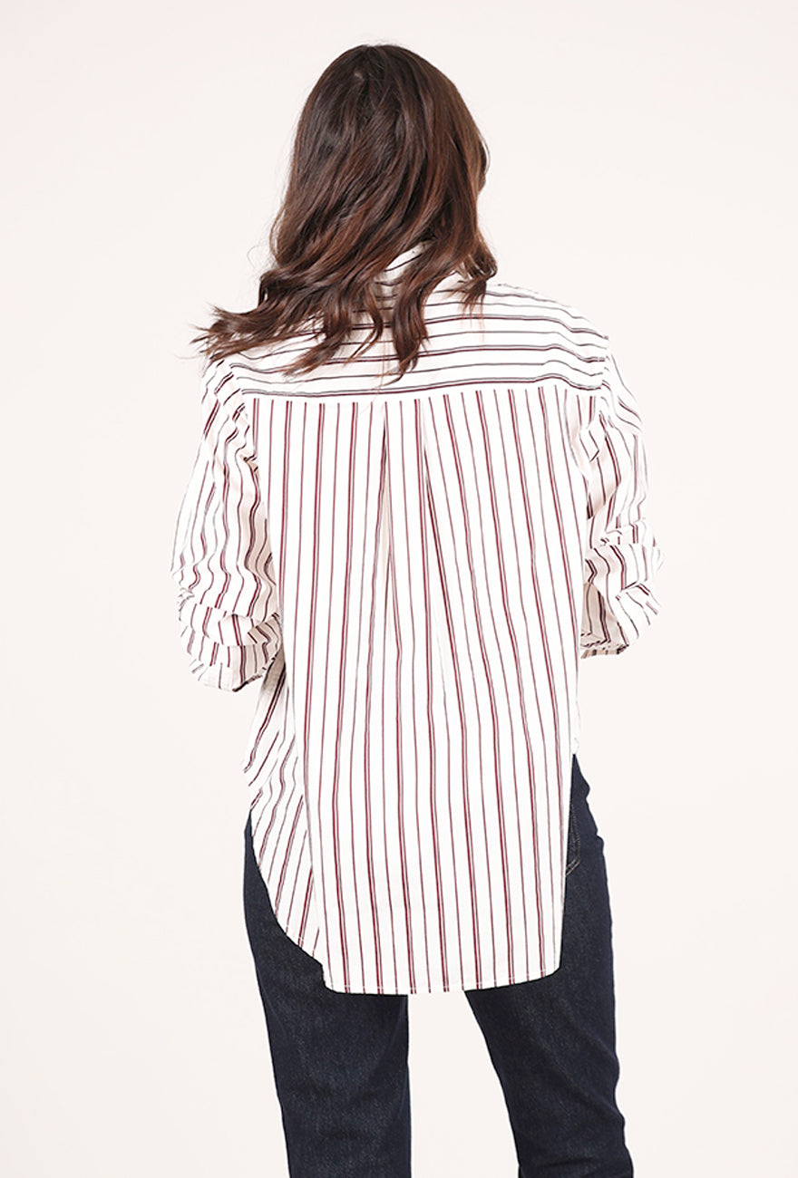 Pistola Finlay Oversized Button Up, Claret Stripe