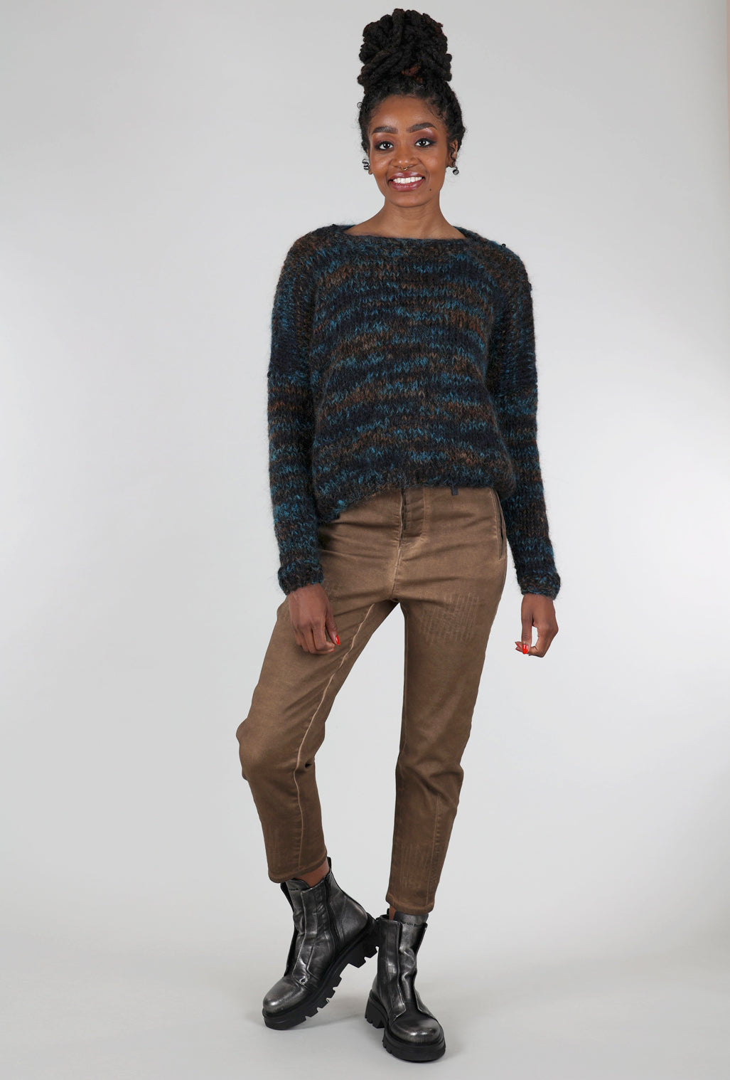 Umit Unal Stitch Detail Denim Trouser, Rust