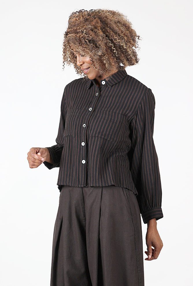 Bibico Ada Cropped Blouse, Cocoa Stripe