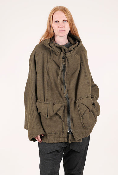 Rundholz Wool Cargo Pocket Coat, Light Pine