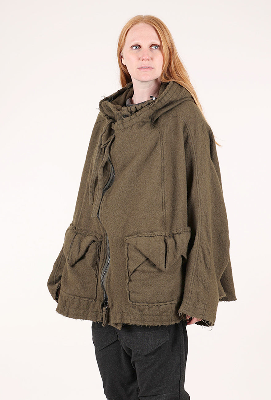 Rundholz Wool Cargo Pocket Coat, Light Pine