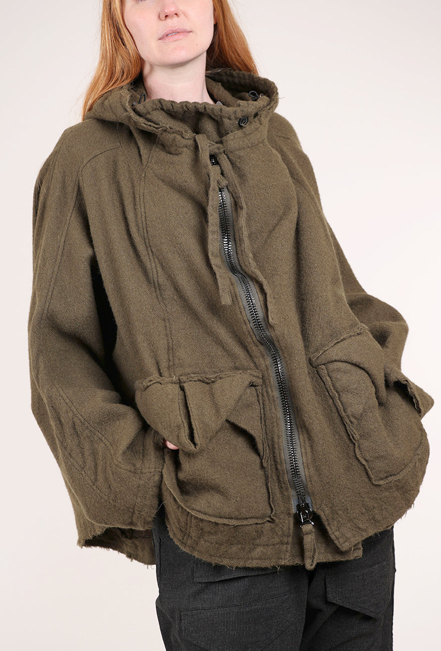 Rundholz Wool Cargo Pocket Coat, Light Pine