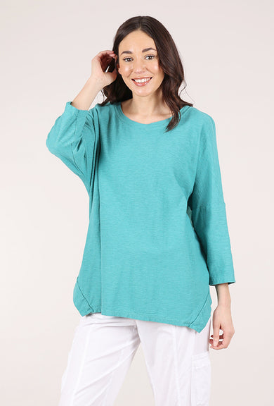 Linen-Cotton Boxy Top, Riviera