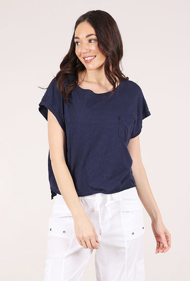Mododoc Short Dolman Step-Hem Tee, Navy