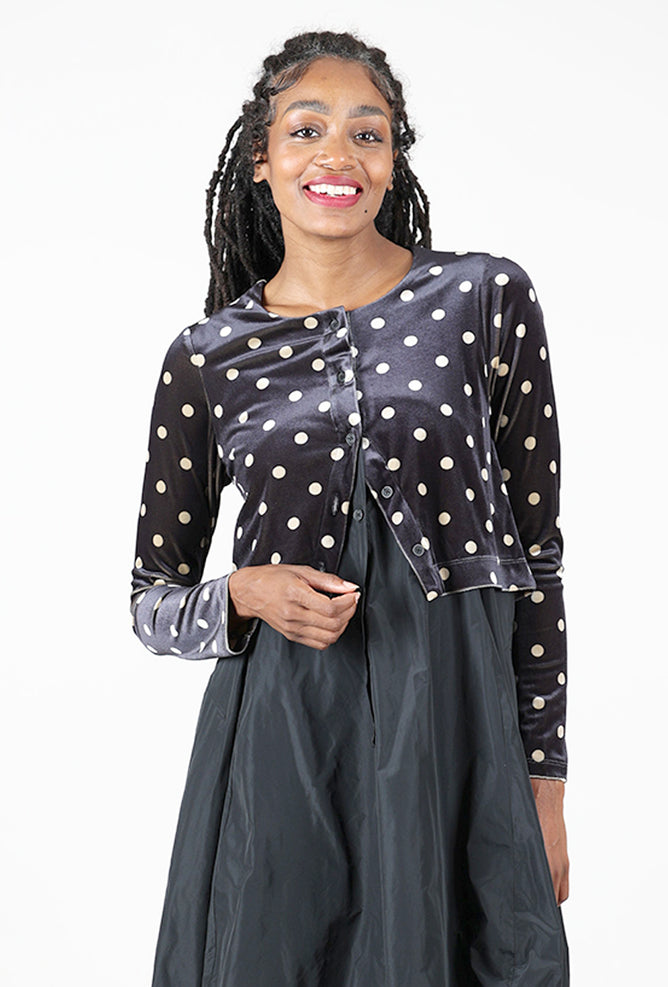 Alembika Taffeta Velvet Layered Dress, Black/Polka