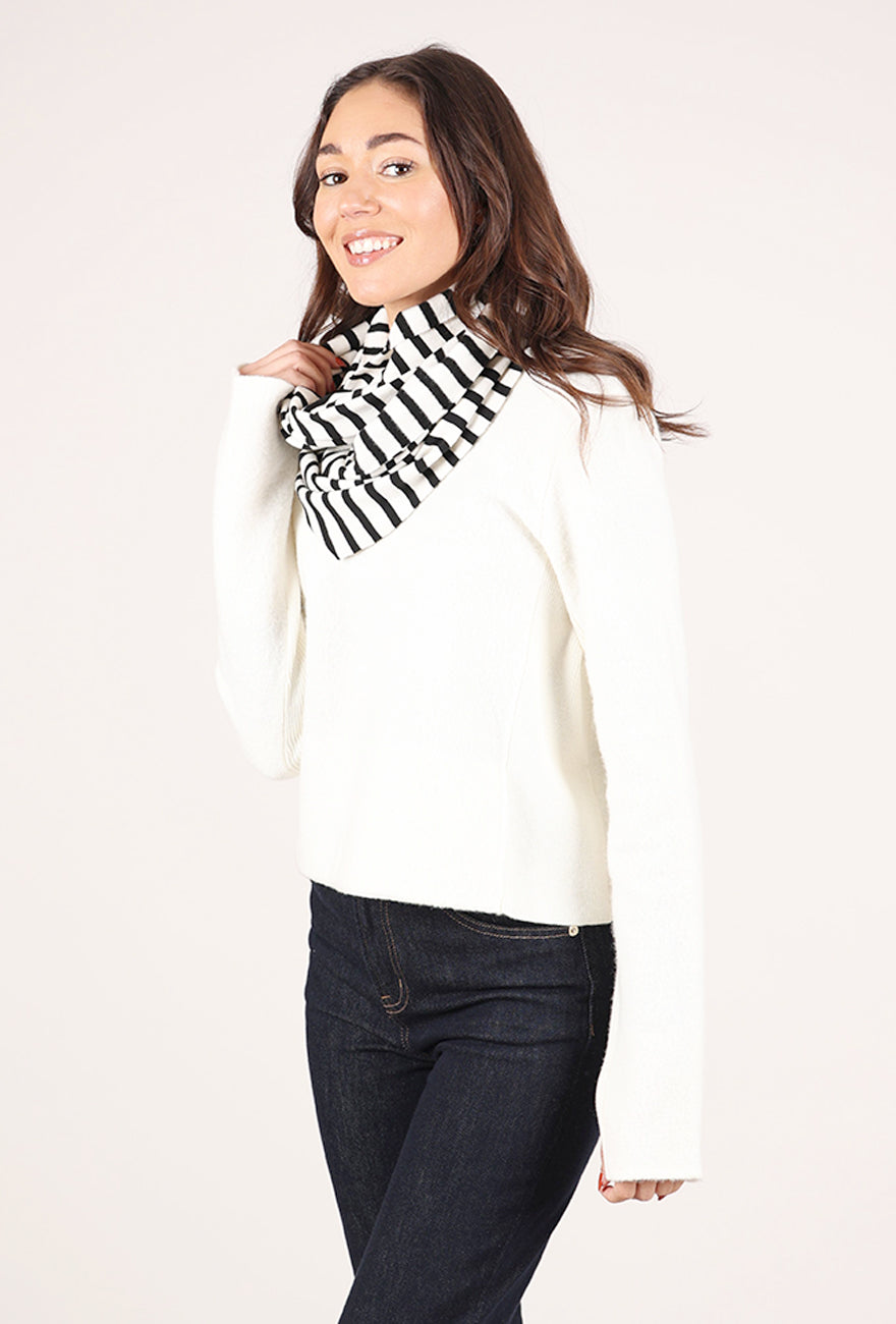 Cut Loose Stripe Fleece Cowl Scarf, Laundered