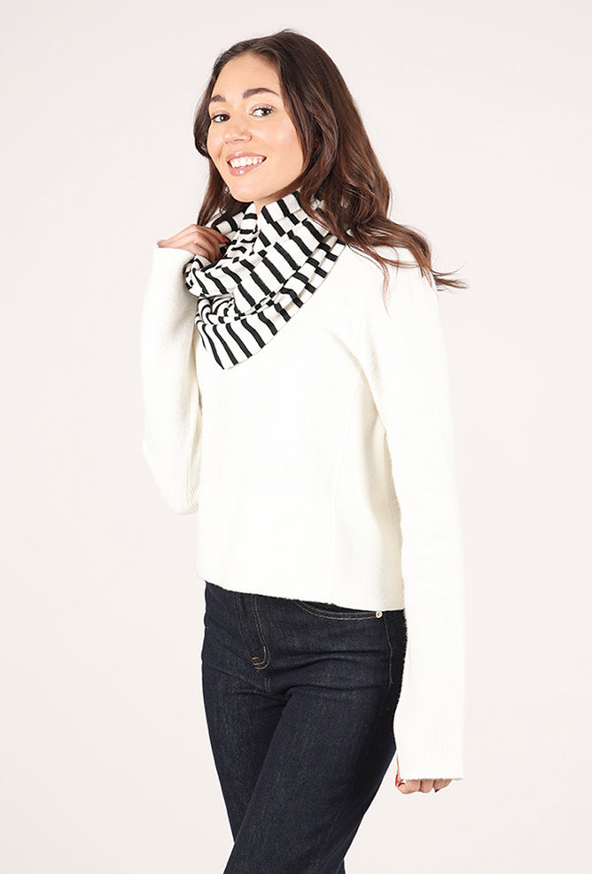Cut Loose Stripe Fleece Cowl Scarf, Laundered