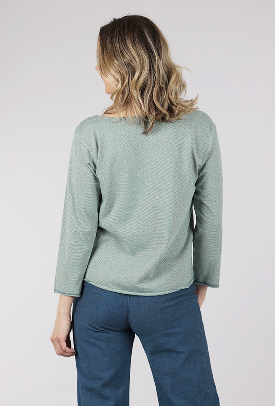 Mododoc Striped Boatneck Top, Fennel/White