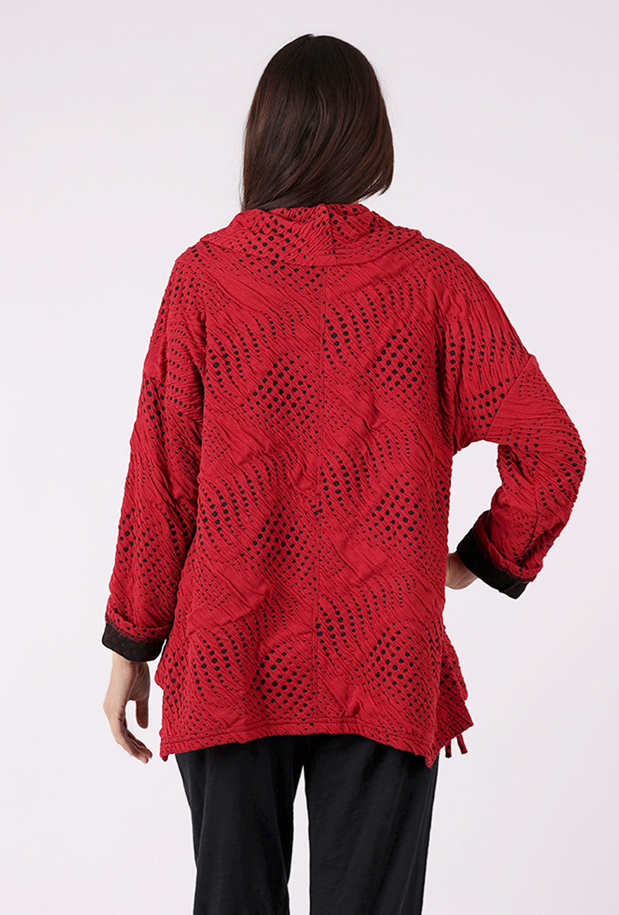 Moonlight Dimension Knit Top, Red/Black