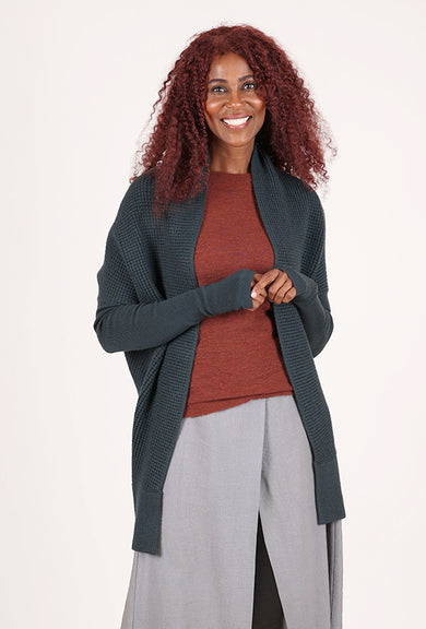 NFP: New Form Perspective Waffle Stitch Cardigan, Slate