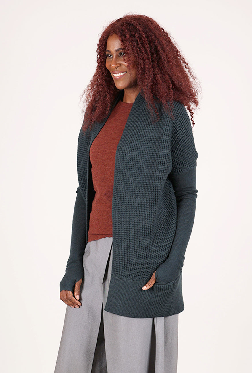 NFP: New Form Perspective Waffle Stitch Cardigan, Slate