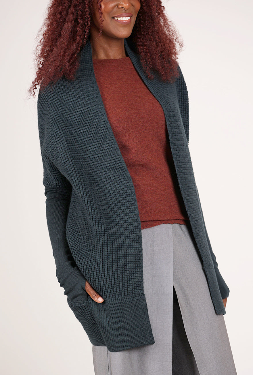 NFP: New Form Perspective Waffle Stitch Cardigan, Slate