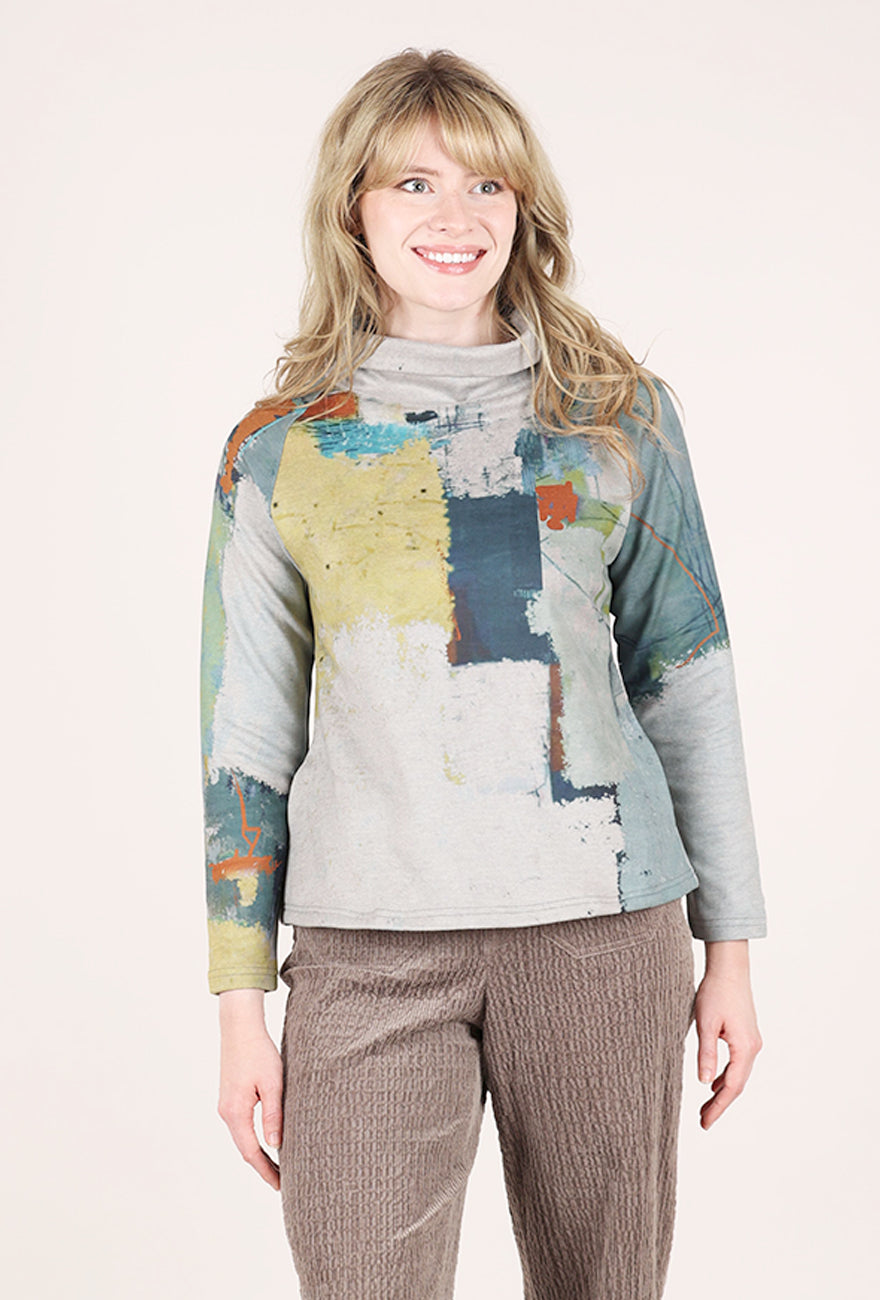 3 Potato Plush Knit Tneck, Gray/Sage