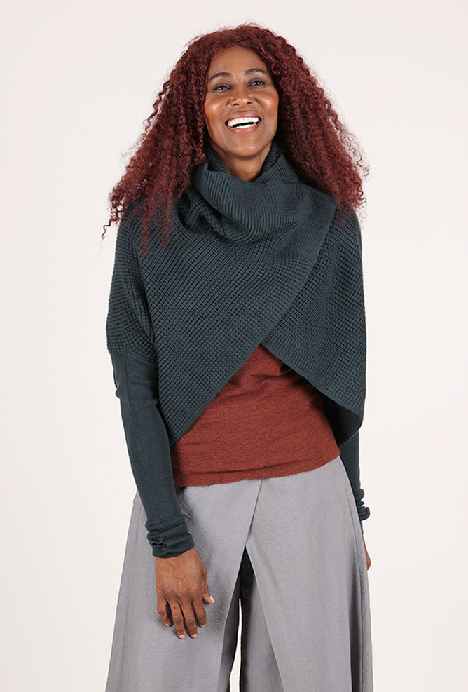 NFP: New Form Perspective Waffle Stitch Cardigan, Slate